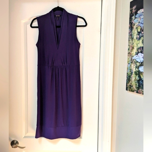 Daisy Fuentes Royal Purple Sleeveless Dress with removable tie sash, Size S - Picture 1 of 16